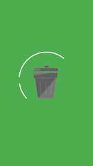 Poster - Deleting file, removing file, erasing data, clearing file, trashing document, featuring a trash bin icon and a white spinning loading loop. 