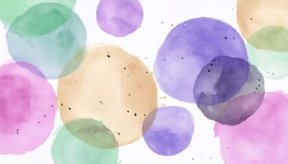 Aufkleber - watercolor overlapping pastel circles with ink splatter on white background for abstract web design, print, branding, or minimalist decor

