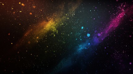 Poster - Abstract Fractal Dust with Rainbow Colors on Black Background Creates a Dynamic Sense of Depth and Shimmering