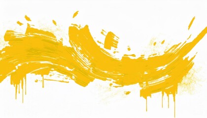 Poster - dynamic yellow acrylic brush stroke on white background for modern web design, bold branding, digital art print, or abstract visual identity

