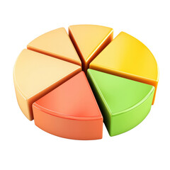 Leinwandbilder - Colorful pie chart segments in orange, yellow, green, and peach, representing data visualization and analysis