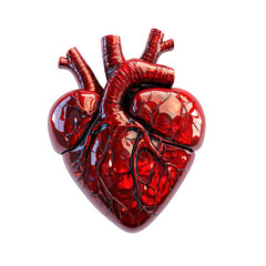 Poster - realistic 3D rendering of human heart, showcasing intricate details and vibrant red color, symbolizing life and vitality