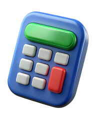 Aufkleber - A 3d rendering of a modern calculator icon in a plastic-style with white keys and red button for accounting and finance