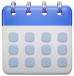 © vensto - Calendar date 3d icon. Blue calendar with flipping pages and rings isolated on white background. Daily schedule planner. Calendar events plan, Reminder, work planning concept.