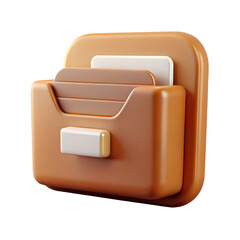 Poster - A modern 3d rendering plastic-style icon of a file organizer with a clear visual design against a transparent background