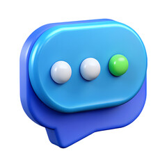 Poster - Digital 3d rendered bubble chat icon with three spherical elements representing messaging concepts for various platforms