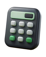 Aufkleber - Modern 3d rendering of a calculator featuring white and green button details with a plastic-style aesthetic perfect for financial calculations