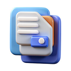Poster - Modern 3d rendering of a digital folder icon illustrating cloud storage and data management in a plastic-style aesthetic