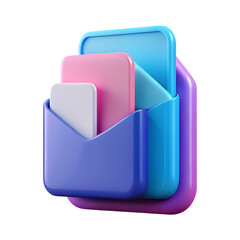 Poster - Stylized 3d rendering of colorful stationery storage compartments with plastic-style rounded edges and subtle shading