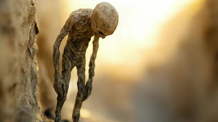 Aufkleber - A person ascends a rugged mountain slope, determination and perseverance evident in their effort