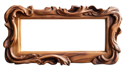 Wooden picture frame on transparent background