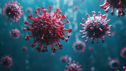 Aufkleber - A group of red coronal cells suspended in mid-air, ideal for medical or scientific illustrations