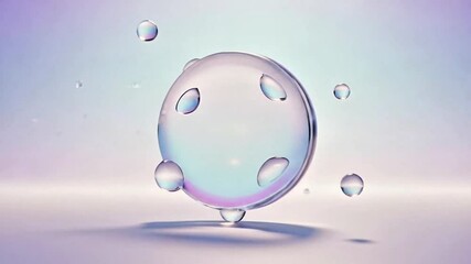 Poster - Elegant 3D animation of a transparent and glowing ring with water droplets
