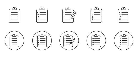 Poster - Clipboard icon set in thin line style. document symbol set. document check list icon sign vector.