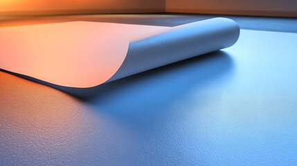 Poster - There is a slightly curled piece of paper on the table