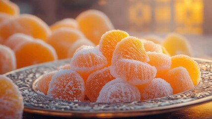 Poster - A plate filled with sugared oranges, perfect for decoration or as a snack
