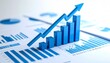© 문용 최 - 3D bar graphs gradually rising and arranged over various forms of statistical reports and charts spread across a white background