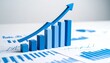 © 문용 최 - 3D bar graphs gradually rising and arranged over various forms of statistical reports and charts spread across a white background