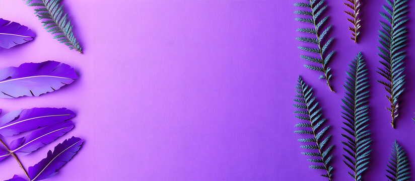 Purple gradient background with some leaf accents, featuring a simple color tone, no physical objects, clean background, and replicated space in the background image