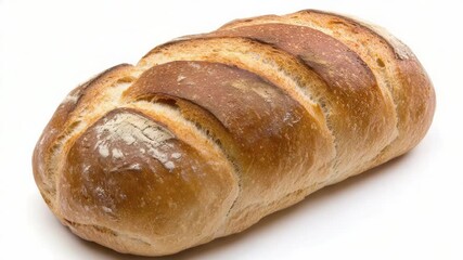 Poster - A freshly baked loaf of bread sits on a clean white surface, ready for slicing and serving