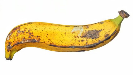 Aufkleber - A ripe yellow banana with brown spots, perfect for snack or decoration