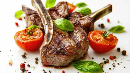 Poster - A plate filled with a variety of meats and vegetables, perfect for a meal or buffet