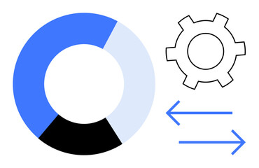 Poster - circular pie chart, gear, and two directional arrows. ideal for data, process, efficiency, progress 