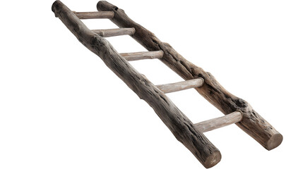 Fototapete - Upcycled wooden ladder used as a towel rack, isolated on Transparent background