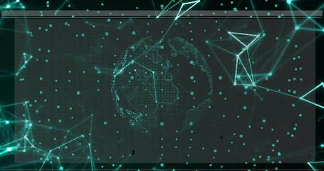 Poster - Start wireframe globe rotating, nodes floating and links animating visualizing global data flow