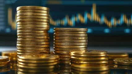 Aufkleber - A pile of gold coins stacked on top of each other, shining and valuable
