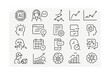 © VideoHub - Line style icons of artificial intelligence in business innovation: AI engine, smart assistant, machine learning icon, data prediction, AI insight, recommendation model, automated summary, smart