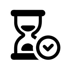 Poster - Hourglass with checkmark, time management symbol, for websites