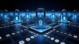 data security concept | Cybersecurity Data Encryption Locks – Digital Security and Protection Concept
