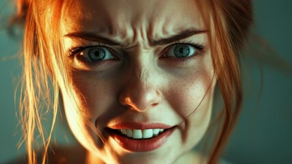 Poster - A close-up of a woman showing surprise and shock on her face