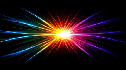 Fototapete - Radiant explosion of color emerges from central point, creating vibrant display of light