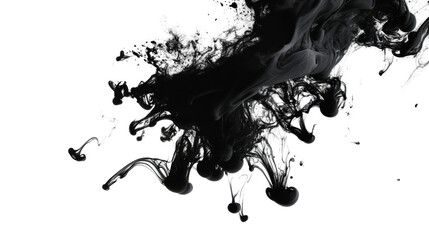 Poster - Black ink swirl on a transparent background, ideal for creative designs and artistic projects.