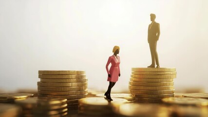 Poster - A couple standing together on a large pile of coins, smiling at the camera