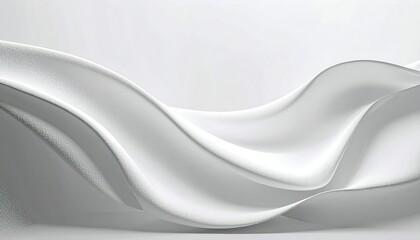 Fototapete - Abstract Flowing White Fabric Waves on Light Gray Background
