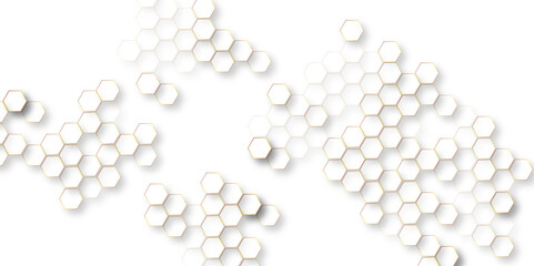 Wall Mural - bright white abstract hexagon wallpaper or background, futuristic abstract honeycomb technology whit