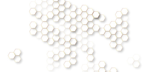 Wall Mural - bright white abstract hexagon wallpaper or background, futuristic abstract honeycomb technology whit