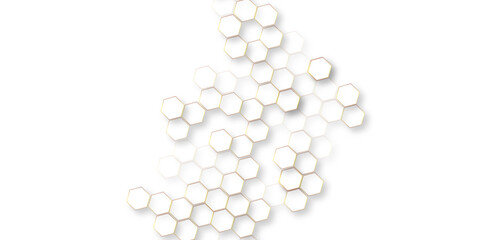 Wall Mural - bright white abstract hexagon wallpaper or background, futuristic abstract honeycomb technology whit