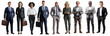 © stockphoto-graf - set collection of diverse group of business professional man and woman of all coleur posing confidently. Each individual holds briefcases or devices isolated on  white background