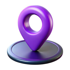 Poster - Vibrant 3d rendering of a purple location pin icon on a dark surface symbolizing navigation and mapping concept design isolated on white