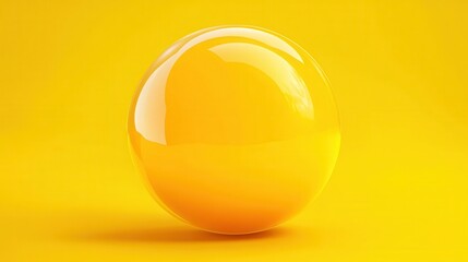 Poster - Bright Yellow Circle. Shiny Glossy Sphere. Round Shape. Vivid Color. Design Element. Abstr
