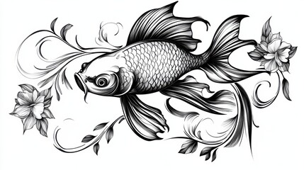 Poster - Simple black and white tattoo sketch vector illustration on white background illustration , no logos, no brands