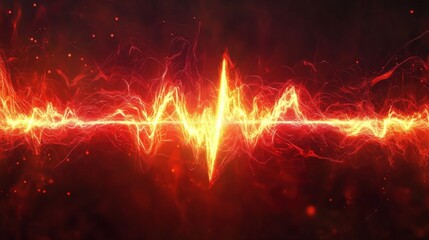 Poster - A dynamic abstract red sound wave with glowing accents, set against a sleek, dark background.