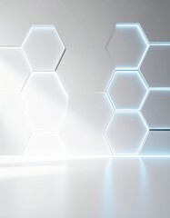 Aufkleber - Glowing White Hexagons Abstract Digital Background