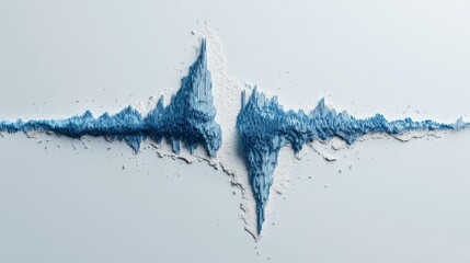 Poster - Abstract textured blue surface, macro photography of a rippled material, 3D rendering of a wavy pattern, modern design element, visual representation of movement.
