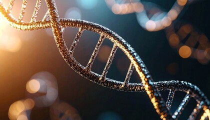 Poster - Metallic DNA Helix Structure: Futuristic Biotech Design