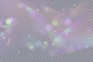 Wall Mural - png 16-bit light flare and crystal glow with rainbow sparkle, prism shine and reflective beam on gla